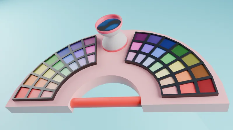 Fan-shaped eyeshadow palette